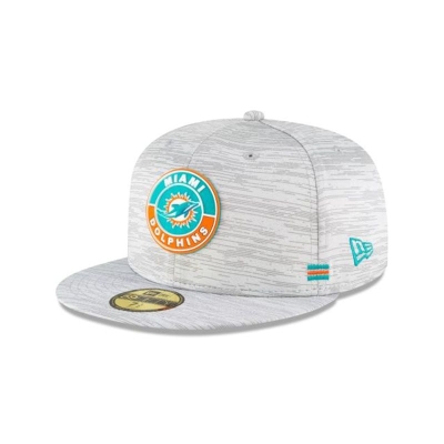 Grey Miami Dolphins Hat - New Era NFL Official NFL Fall Sideline 59FIFTY Fitted Caps USA1526439